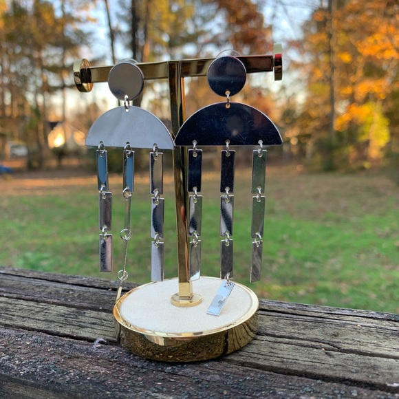 Metal Abstract Dangle Earrings - Picture 4 of 4